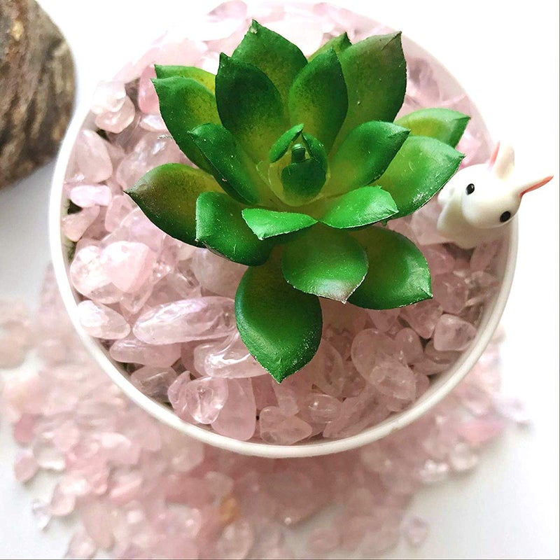 WAYBER 2 Lbs/920g Natural Pink Quartz Crystal Stones Irregular Aquarium Pebbles Rock Sands for Turtle Tank/Succulent Plants/Vase Decoration (Fill 2 Cups) - Image 4